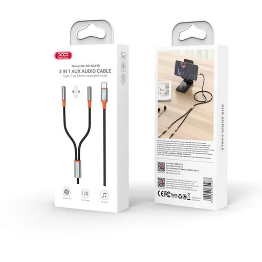 [6920680872862] XO NBR160B audio adapter Type-c to Type-c +3.5mm connector (Black)