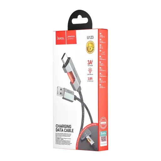 [44487] Hoco U123 Regent colorful Type-C 3A 1.2m cable (Black)