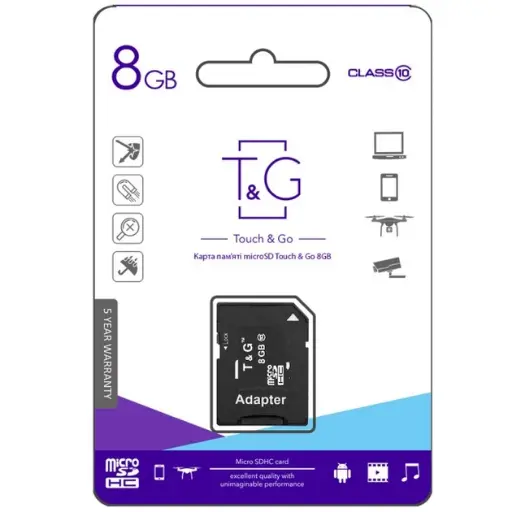 [26619] Карта пам'яті microSDHC 8Gb T&G (UHS-1) (Class 10)