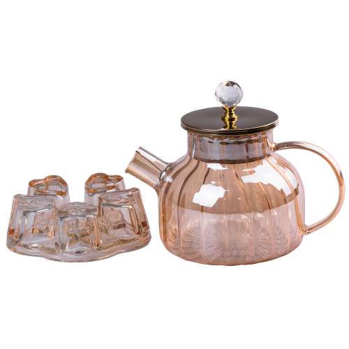 [4821000160763] Glass teapot 1 liter with a stand for a candle