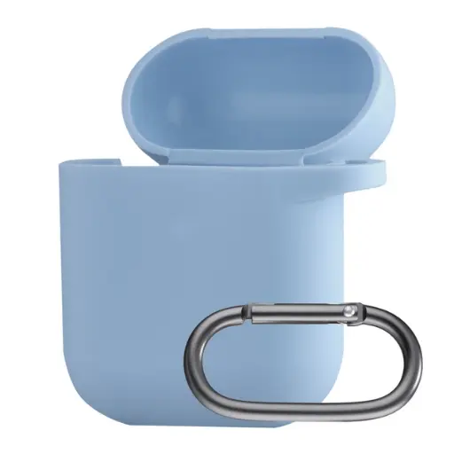 [25395] Silicone AirPods 1/2 case with carabiner, sky blue (Sky Blue)