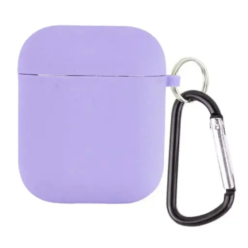 [24218] Silicone AirPods 1/2 case with purple carabiner (Violet)