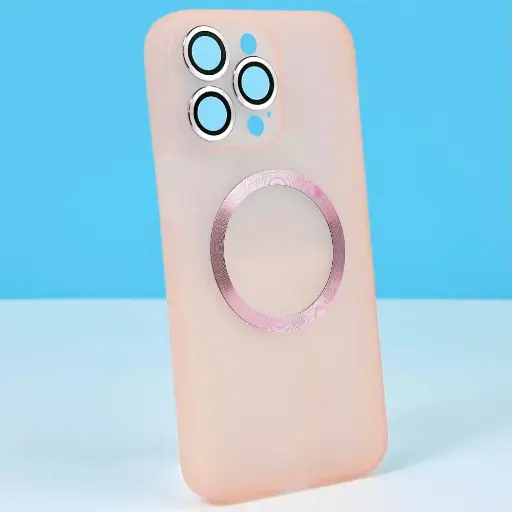 [6920680850785] Cover XO K22 CD pattern iron ring TPU MagSafe Box iPhone 15 Pro pink