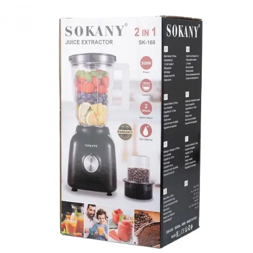 [6974824280167] Blender with 1.5 liter bowl Sokany SK-168 with coffee grinder, black