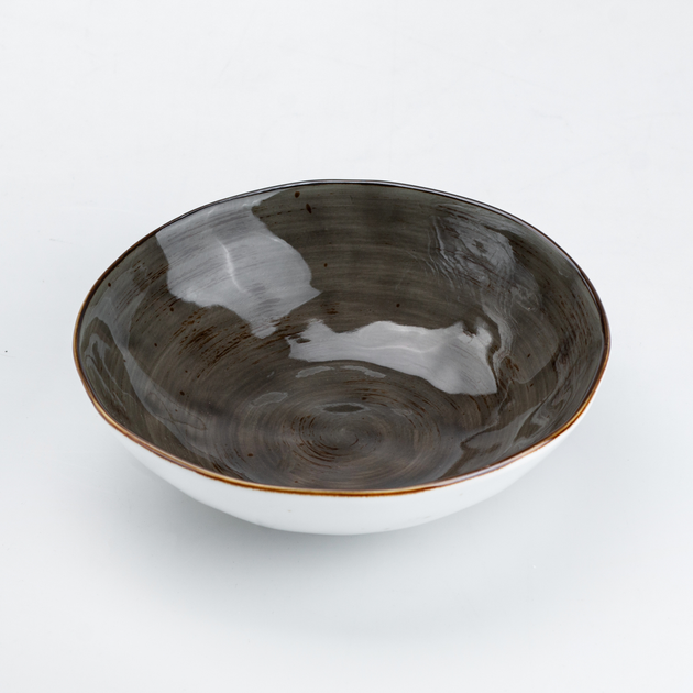 [4821000170779] Plate ceramic deep 500 ml 17.5 cm, brown hp23395