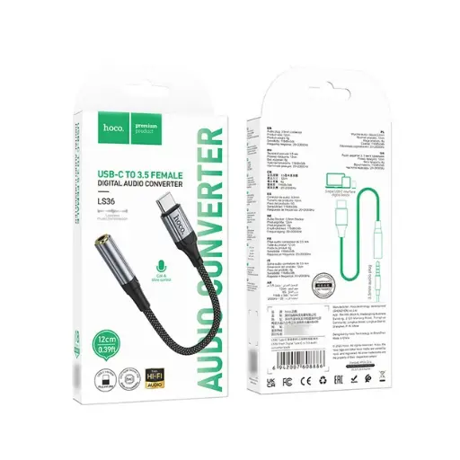 [44662] Адаптер перехідник Hoco LS36 Type-C to Jack 3.5 (F)чорний