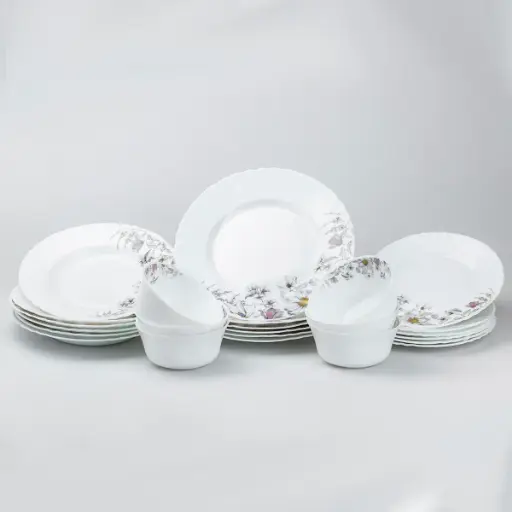 [6992023003240] Chamomile ceramic dinner set for 6 people, white