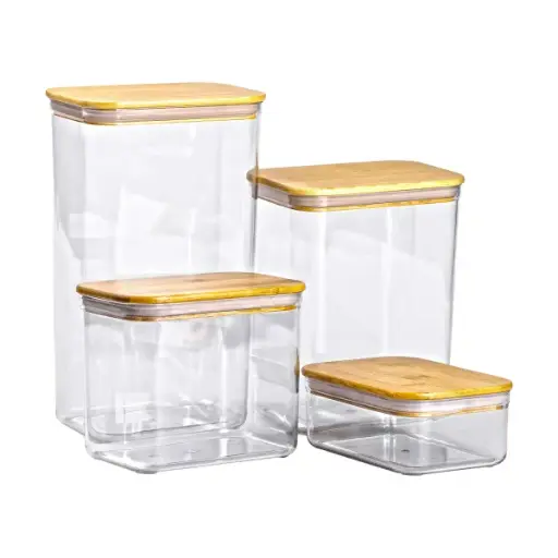 [4821000171615] Set of 4 loose food jars with bamboo lids