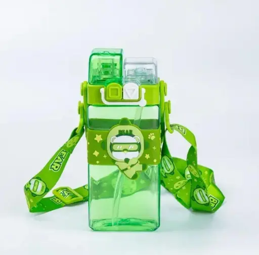 [4821000171691] Bear water bottle 500 ml with straw, green