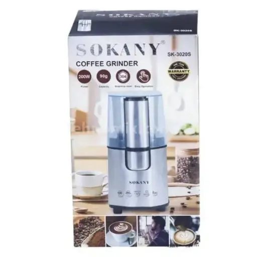[6974824282314] Кофемолка електрична Sokany SK-3020S 200 Вт 90 г, хром