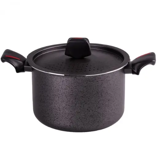 [6902304084226] Aluminum saucepan with metal lid and granite coating, diameter 22 cm
