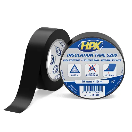 [874363] Стрічка ізоляційна HPX 5200, 19 мм, 10 м, чорна