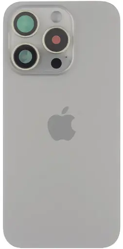 [45527] Back glass for Apple iPhone 15 Pro Natural Titanium (gray) with frame and camera glass