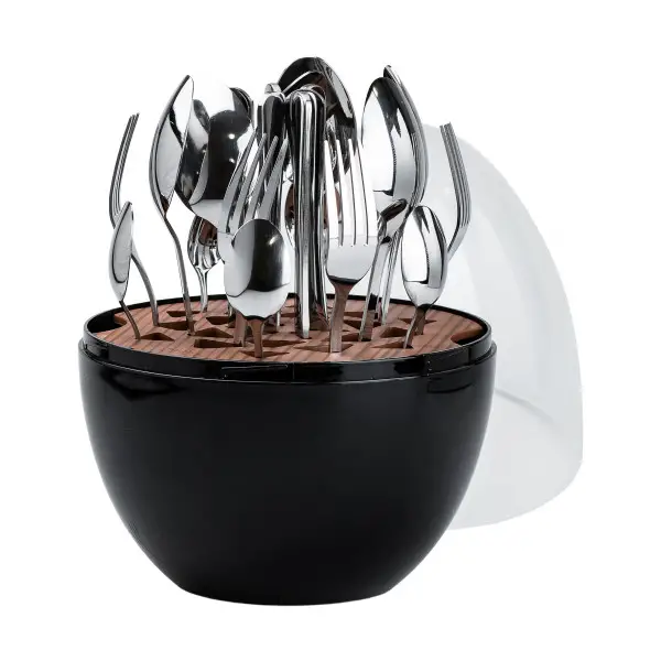 [2000000012537] Set of stainless steel cutlery 24 pieces of chrome, black