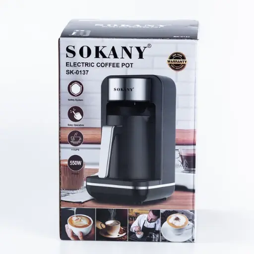 [2000000007274] Electric coffee maker Sokany SK-0137 250 ml, black with chrome