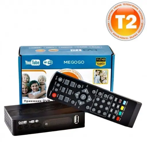 [4821000179642] DVB-T2/C HDTV 4K digital terrestrial set-top box with display, Wi-Fi and remote control (Black)