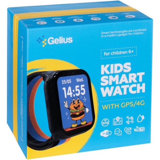 [98499] Children's smart watch Gelius GP-PK008 (Rainbow) with GPS/4G Black