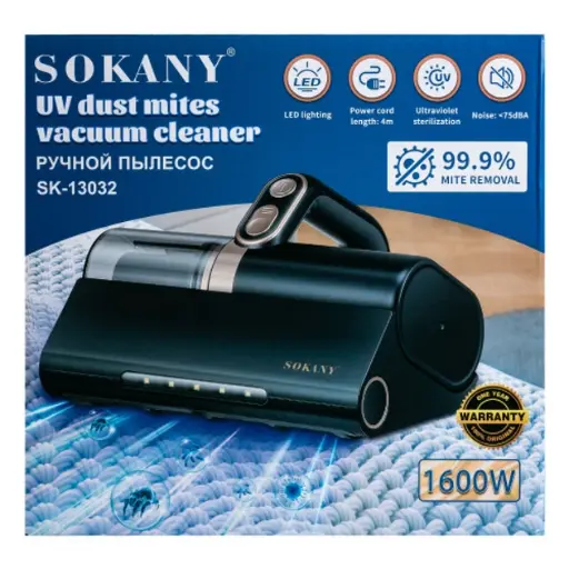 [2000000029764] SOKANY SK-13032 Handheld UV Vacuum Cleaner for Dust Mite Removal, Gray