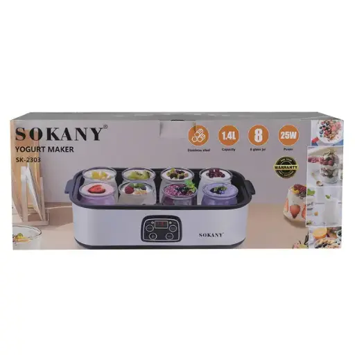 [2000000014432] Sokany SK-2303 home yogurt maker for 8 jars with timer, steel.