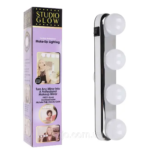 [6974139240061] Mirror lighting with 4 bulbs on suction cups powered by batteries STUDIO GLOW ART-0214