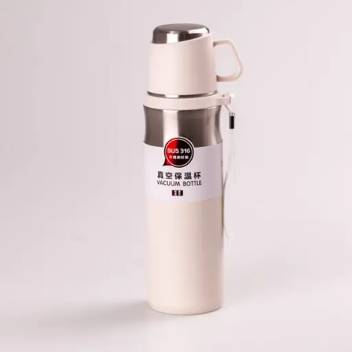 [2000000002101] Thermos 600 ml with cup and strap, white
