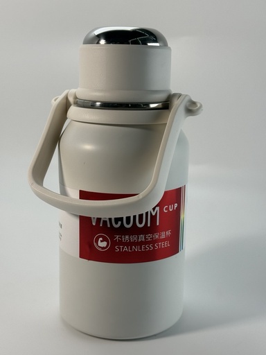 [2000000015156] Large 900 ml thermos with screw lid and handle, milk