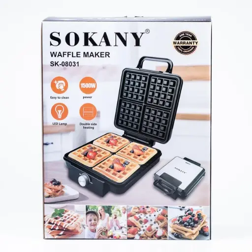 [2000000007793] Вафельниця для товстих вафель Sokany SK-08031 з антипригарним покриттям, сталь.