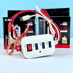 [4821000182376] Universal power bank C-358 6V-24V with 3 USB (white)