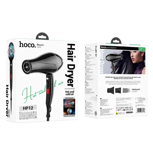 [6942007623728] Фен Hoco HP12 з гарячим та холодним повітрям 1450W (Чорний)