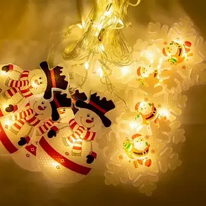 [4821000184578] Garland Xmas Garland Curtain 3D Snowman and Snowflake Figures 3m*70cm 95L White W
