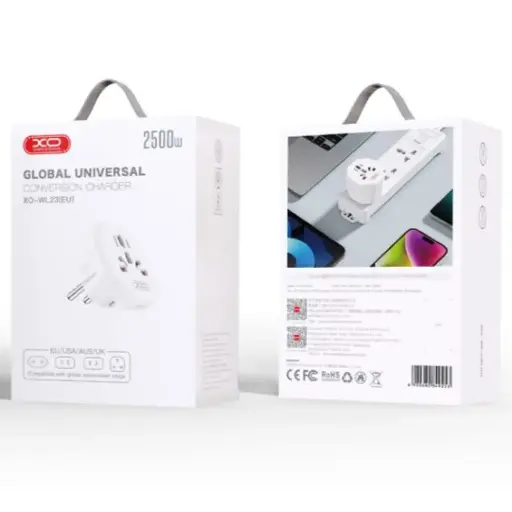 [6920680849260] Універсальна конверсійна вилка XO WL23 EU standard to multi national universal wall socket (Білий)
