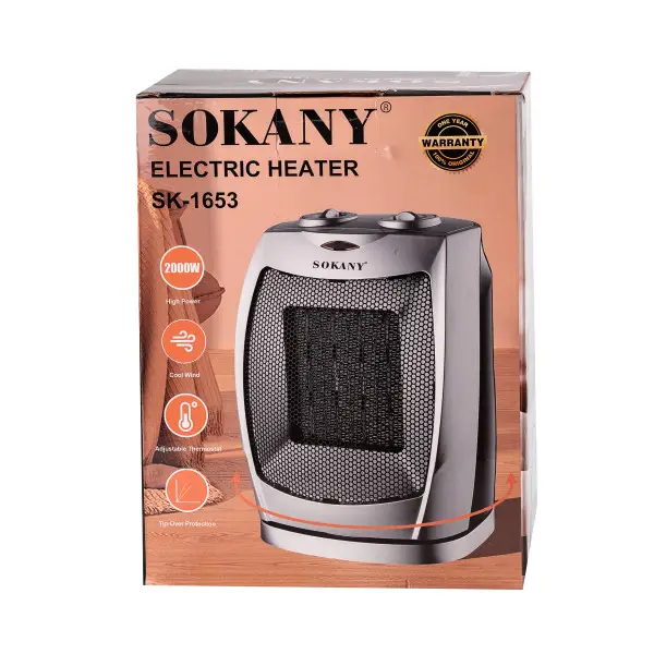 [2000000004976] Sokany SK-1653 heat fan ceramic with a 2000 watt rotary mechanism, silver