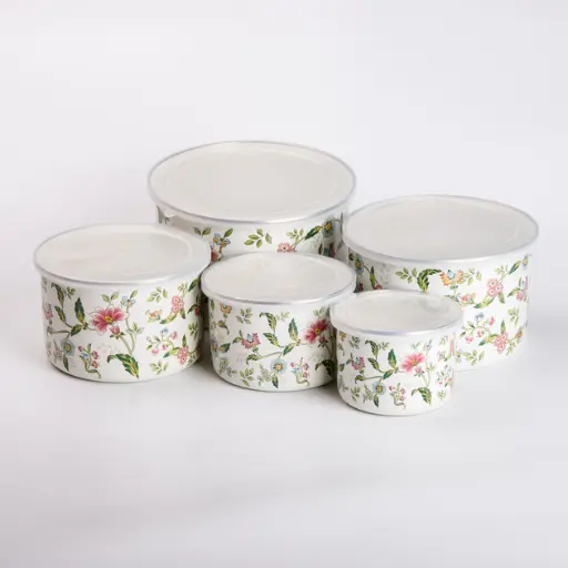 [2000000032283] Set of food containers of enamel 5 pieces 0.5/0.8/1.2/1.8/2.4 l