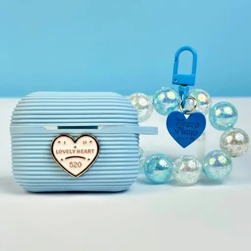 [4821000186022] Silicone case Lovely Heart for AirPods 1/2 blue