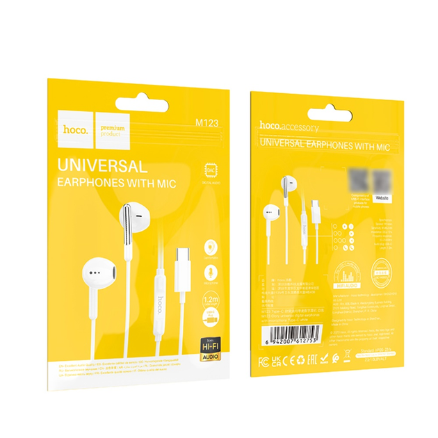 [45603] Headphones with conductive tabs Hoco M123 Type-C white