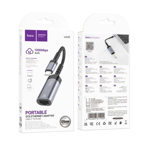 [45061] Hoco UA26 1000 Mbps Type-C to RJ45 adapter