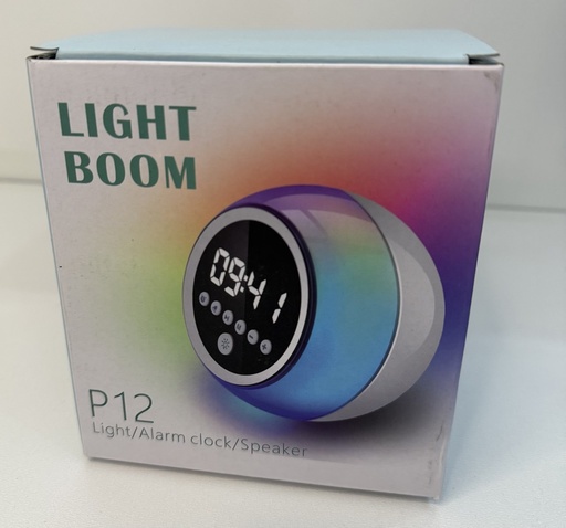 [4821000192573] Portable clock P12 Mini 3 in 1 (speaker, lamp, clock) (White)
