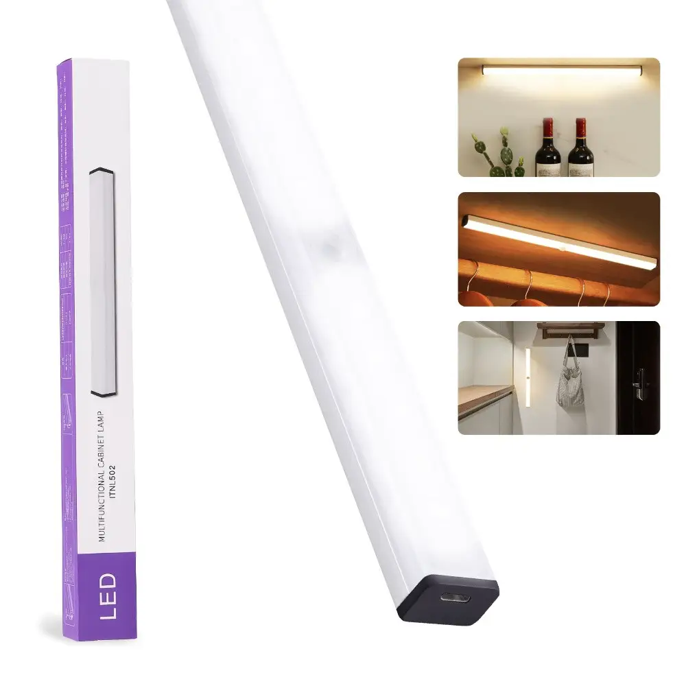 [47671] LED lamp 020-3 with battery, motion and light sensor 20 cm 3W aluminum silver