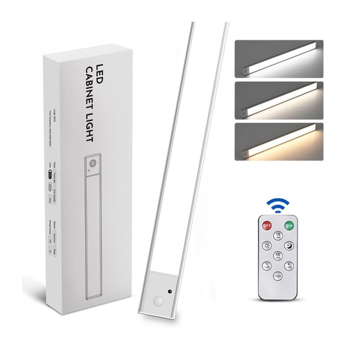 [47690] LED lamp 80-4S with remote control, battery, motion and light sensor 80 cm 4.5W aluminum silver