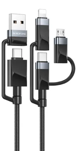 [6941991112348] Borofone BU51 6-in-1 USB/C to iP/Micro/Type-C USB Cable (L=1.2M) (Black)