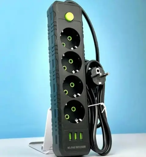 [4821000194928] Підовжувач UA Power F03 на 3 розетки 4м (Чорний)