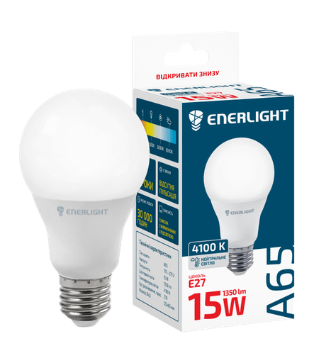 [4823093500020] Лампа світлодіодна ENERLIGHT A65 15Вт 4100K E27