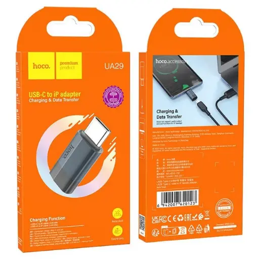 [21353] OTG-Адаптер iPhone Lightning (мама)-Type-C (тато) Hoco UA29 (не підтримує аудіовиход) темно-синій