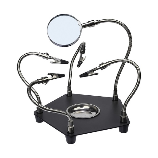 [42116] TE-806 PCB holder with clamps on flexible legs (4 pcs), metal tray and lens (d=62 mm, 3x)