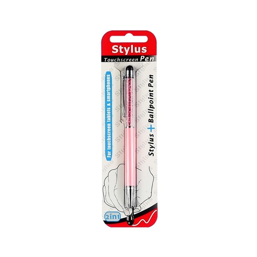 [27536] The stylus is capacious, with a ballpoint pen, metal, pink with pink crystals