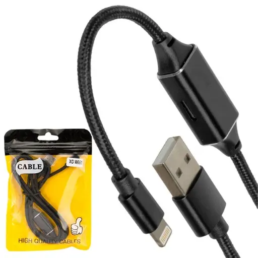 [31103] USB cable XG W661 2in1 + adapter USB - Lightning + Lightning Audio technical package (black)