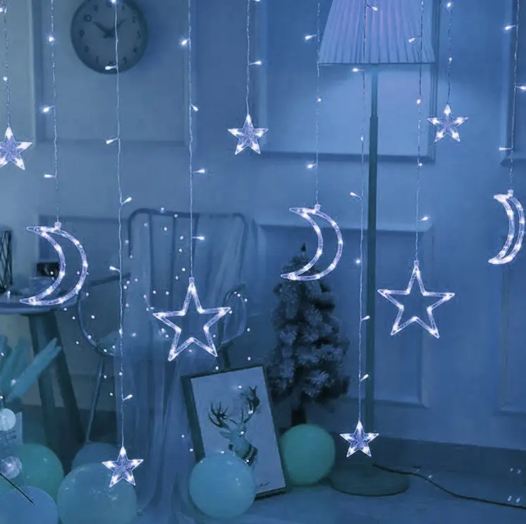 [2000000037394] Garland Schtor Moon and Stars Size 2m 12 figures, white