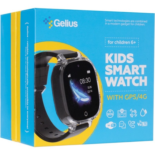 [101245] Дитячий смарт годинник Gelius Summer (GP-PK009) з GPS/4G/ESIM Black