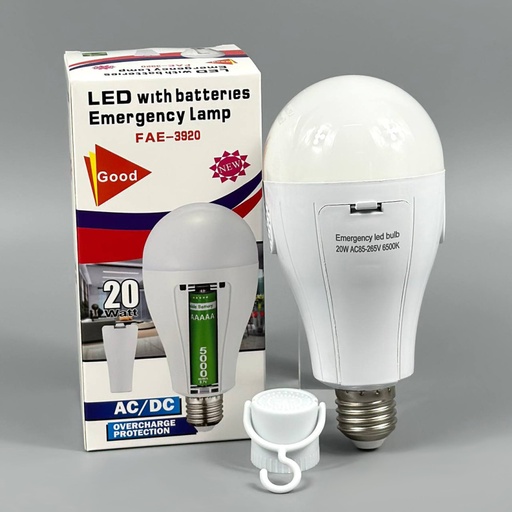 [4821000223123] Світлодіодна лампа/ Кемпінг LED Bulb 20W FAT-3920 2*18650/ 6500K  (патрон) (Білий)