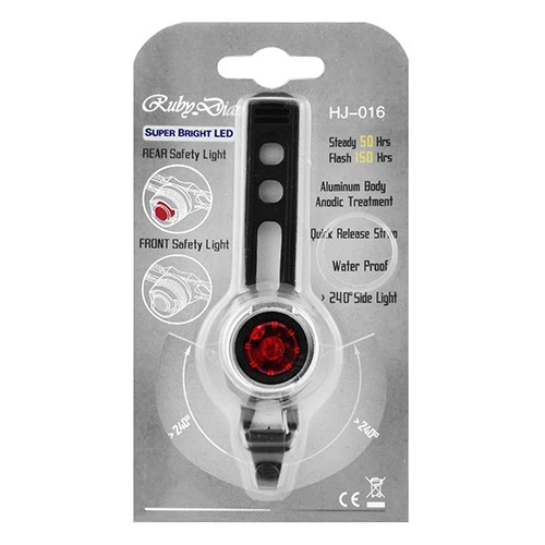 [0860612905622] Bicycle light STOP 2321/TY-06/HJ-016-1LED, Waterproof, ALUMINUM, 2xCR2032 (Black)